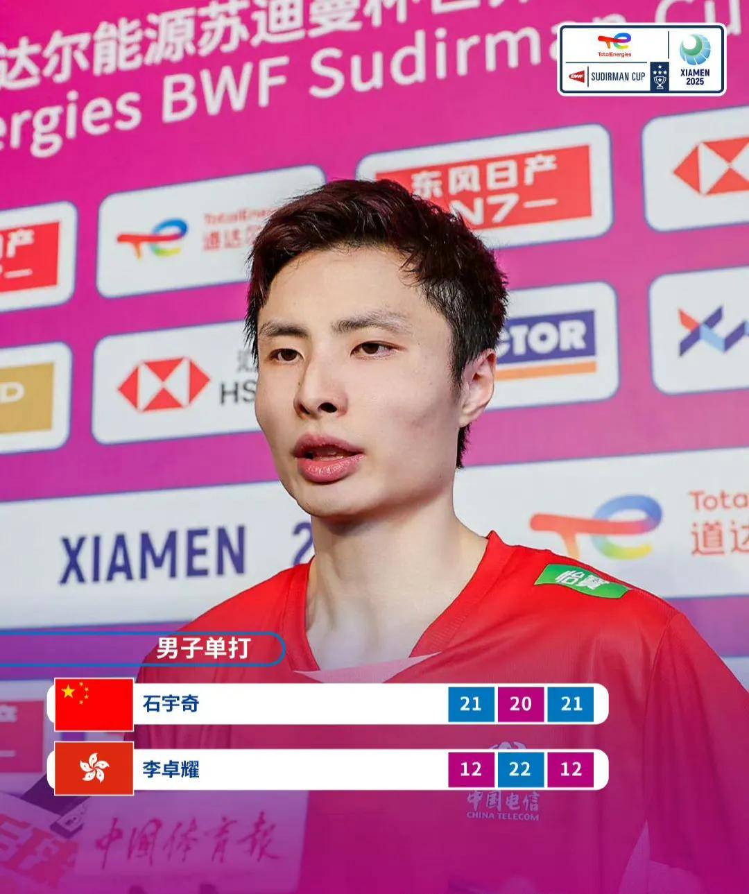 韩国队完胜中国队，石宇奇刷新纪录